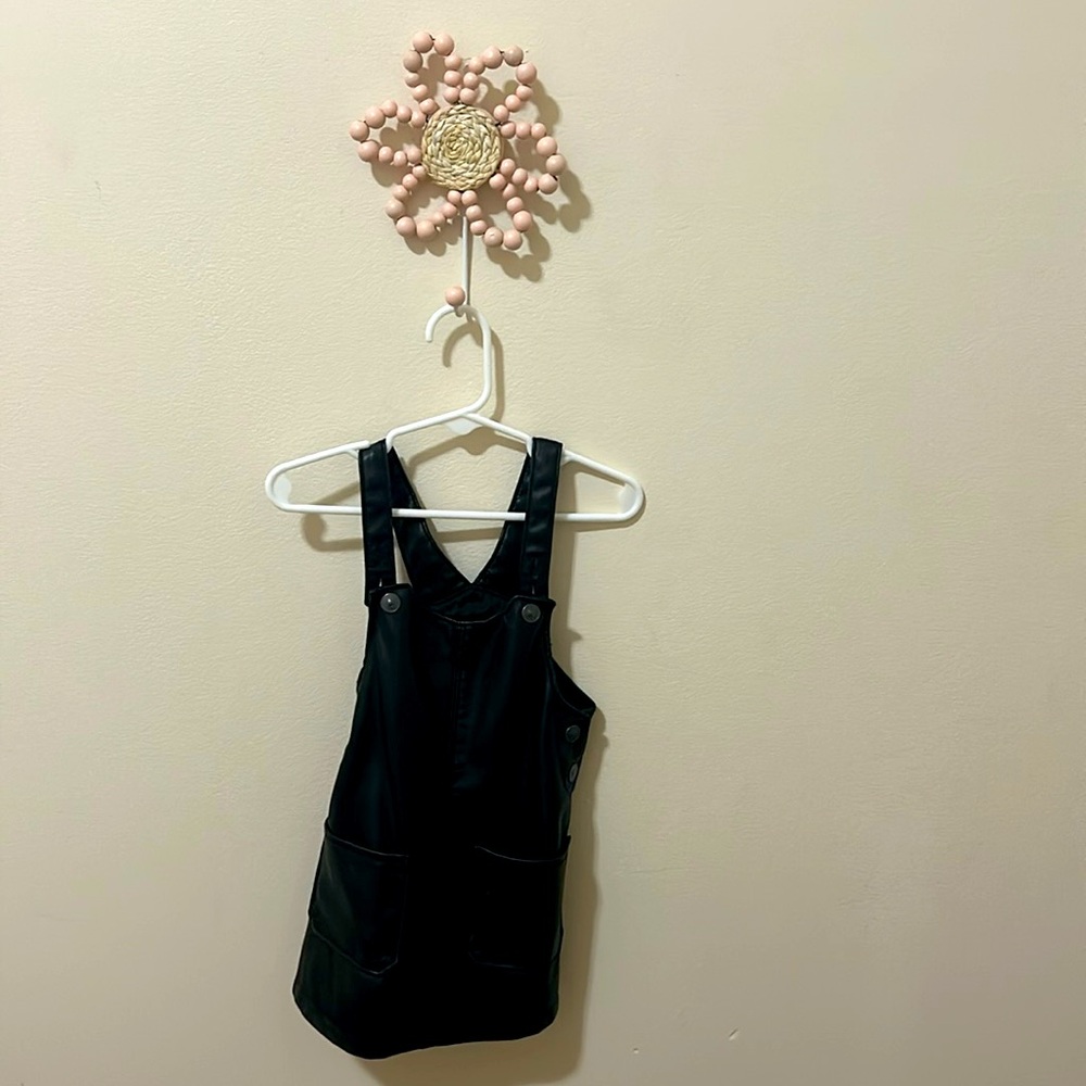 Faux leather pverall dress